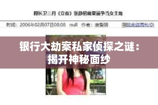 银行大劫案私家侦探之谜：揭开神秘面纱
