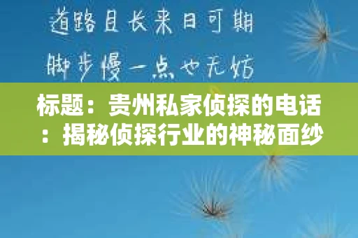 标题：贵州私家侦探的电话：揭秘侦探行业的神秘面纱