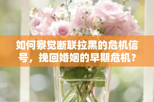 如何察觉断联拉黑的危机信号，挽回婚姻的早期危机？