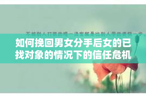 如何挽回男女分手后女的已找对象的情况下的信任危机？